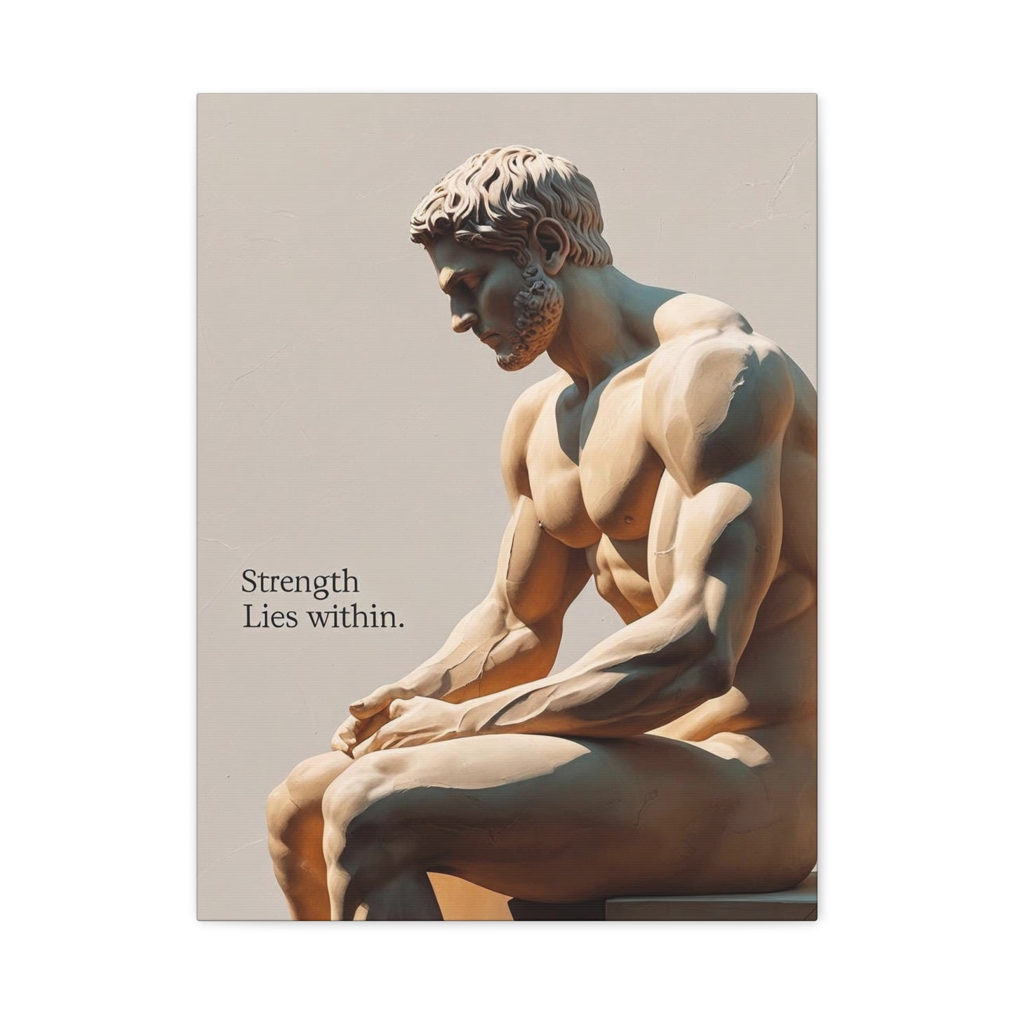 "Strength Lies Within" - Classical Sculpture Motivational Canvas Print