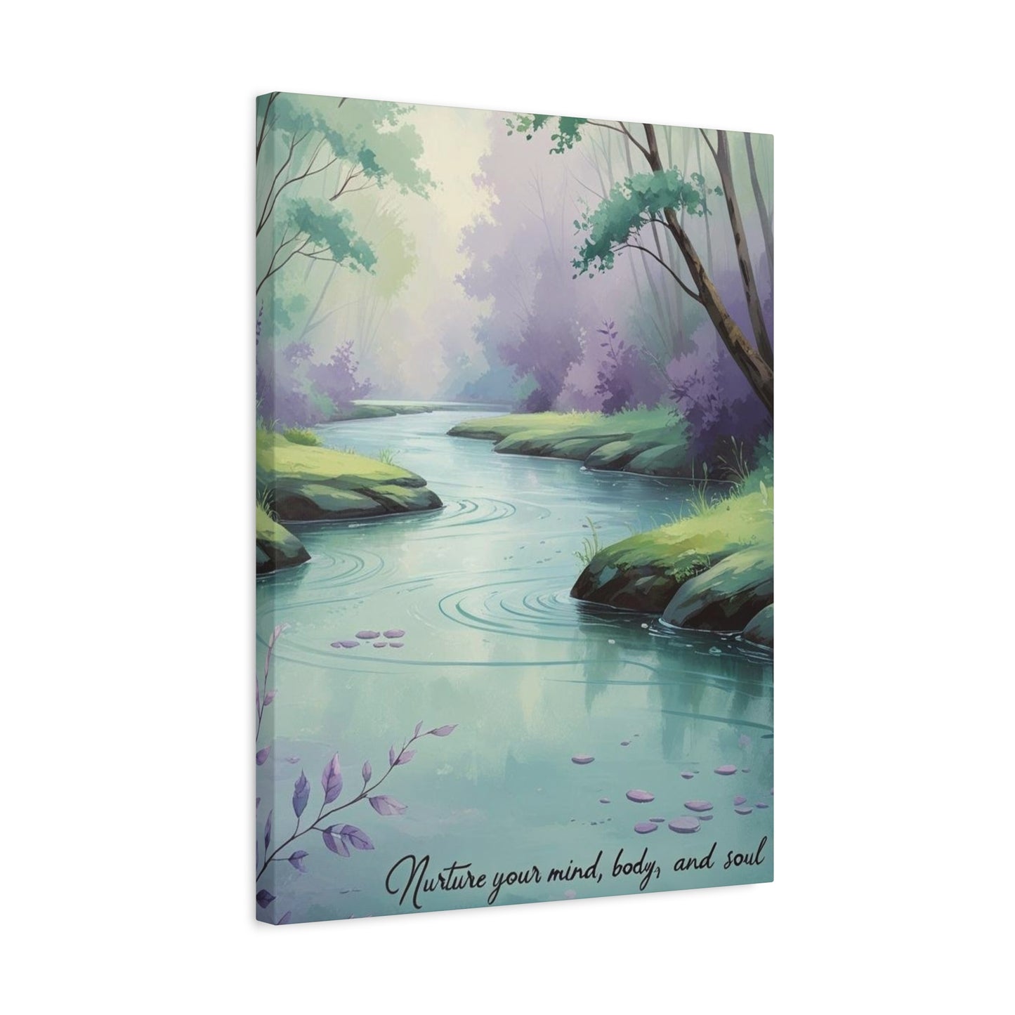 "Nurture Your Mind, Body, and Soul" - Peaceful Stream Canvas Print
