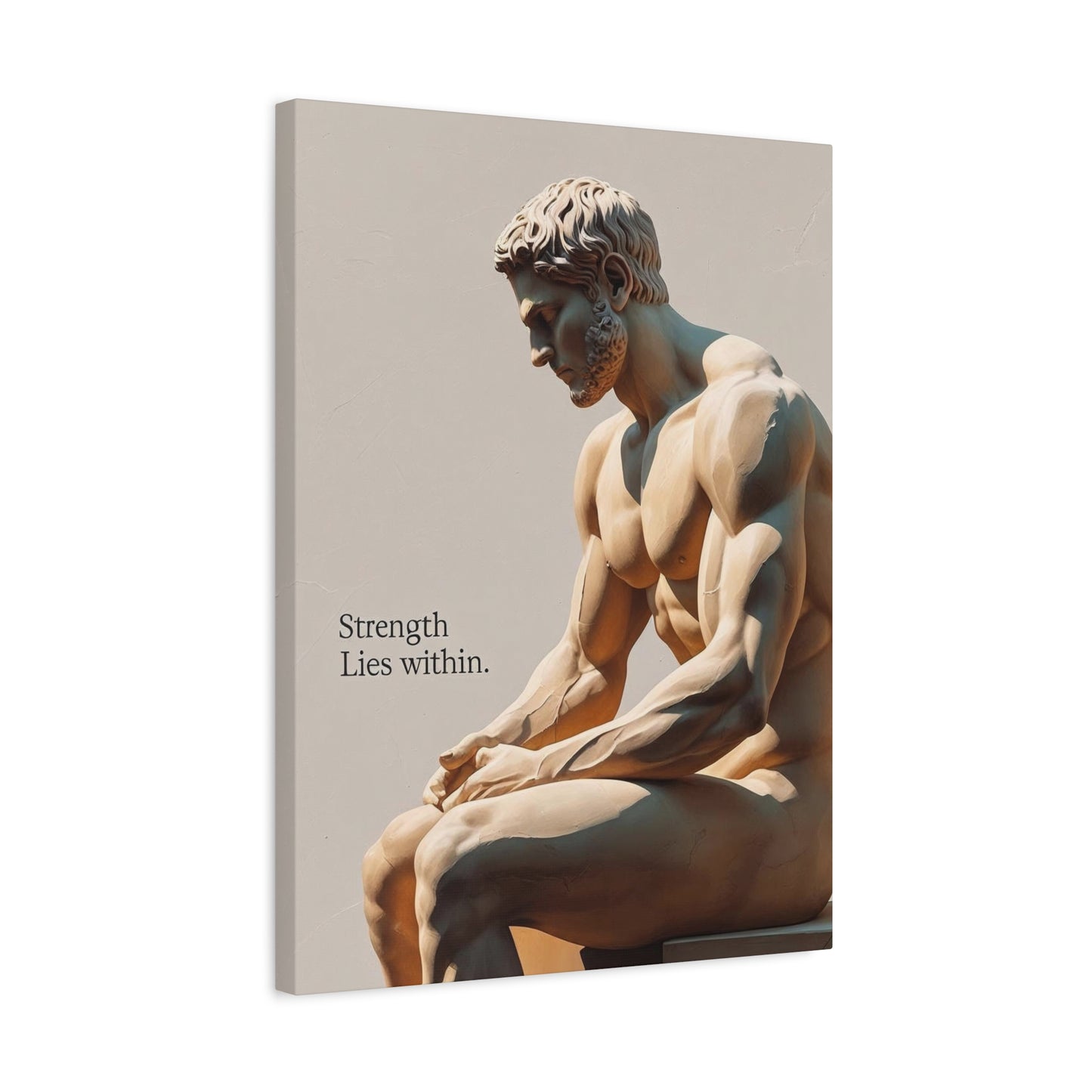 "Strength Lies Within" - Classical Sculpture Motivational Canvas Print