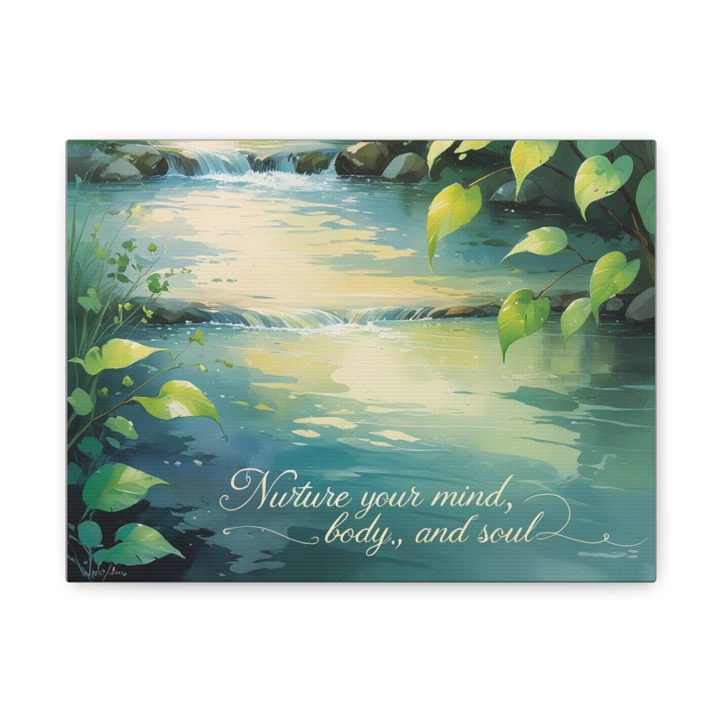 "Flowing Serenity" - Wellness Waterfall Canvas Print