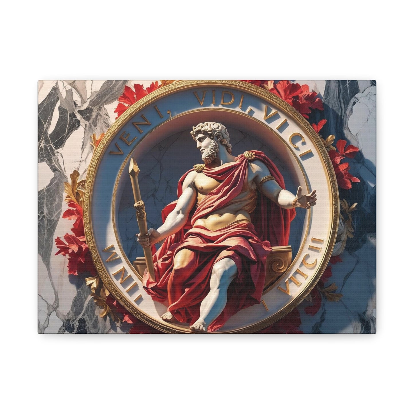 "Veni Vidi Vici" - Classical Roman Emperor Canvas Wall Art | Motivational Quote Print