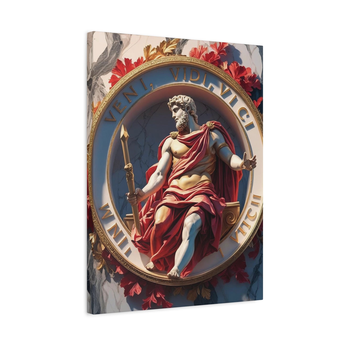 "Veni Vidi Vici" - Classical Roman Emperor Canvas Wall Art | Motivational Quote Print