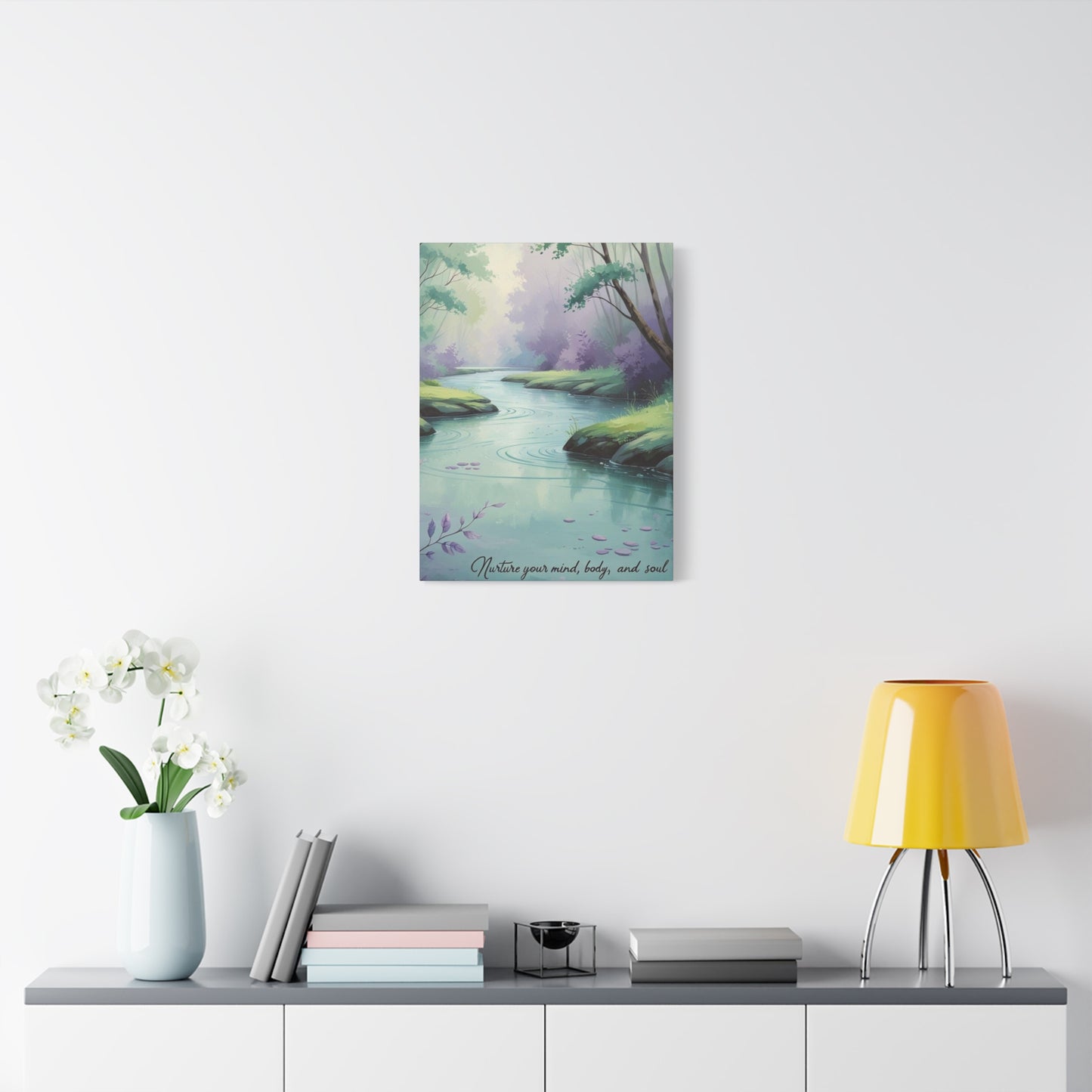 "Nurture Your Mind, Body, and Soul" - Peaceful Stream Canvas Print
