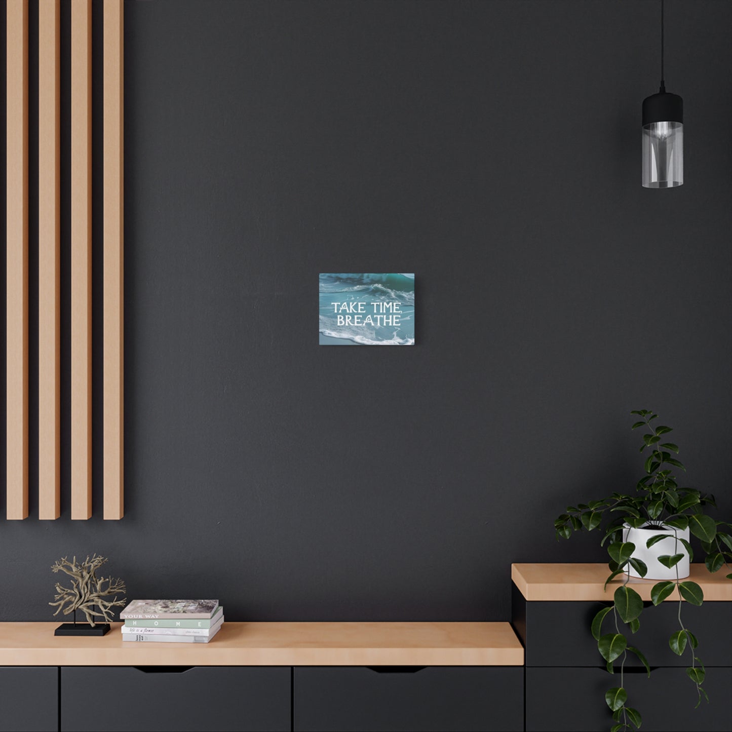"Take Time Breathe" - Ocean Waves Canvas Wall Art | Calming Motivational Print