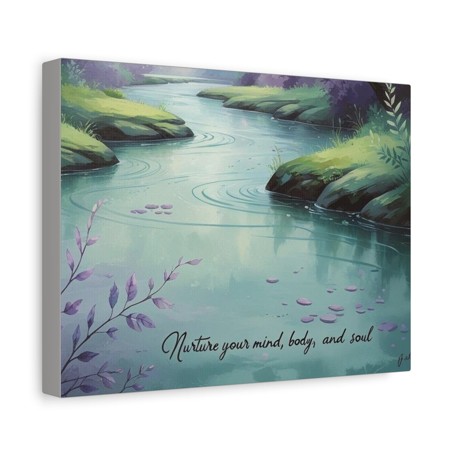 "Nurture Your Mind, Body, and Soul" - Peaceful Stream Canvas Print