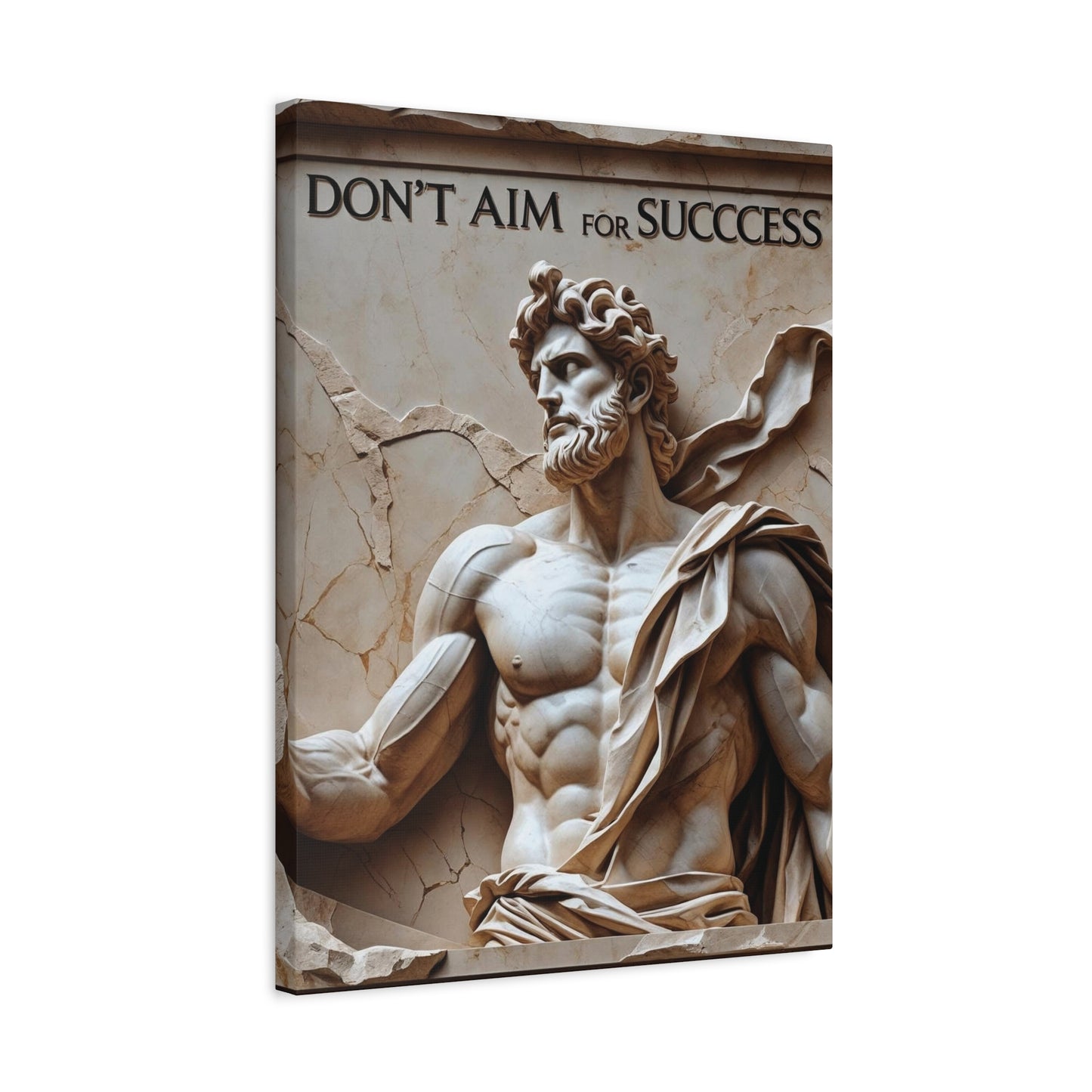 "Don't Aim For Success" - Classical Greek God Canvas Wall Art | Motivational Quote Print
