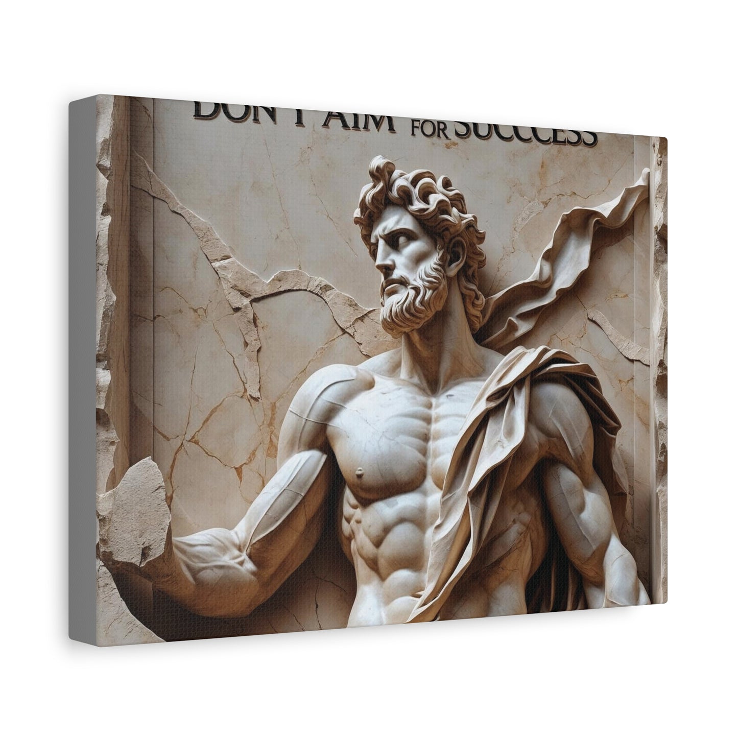 "Don't Aim For Success" - Classical Greek God Canvas Wall Art | Motivational Quote Print