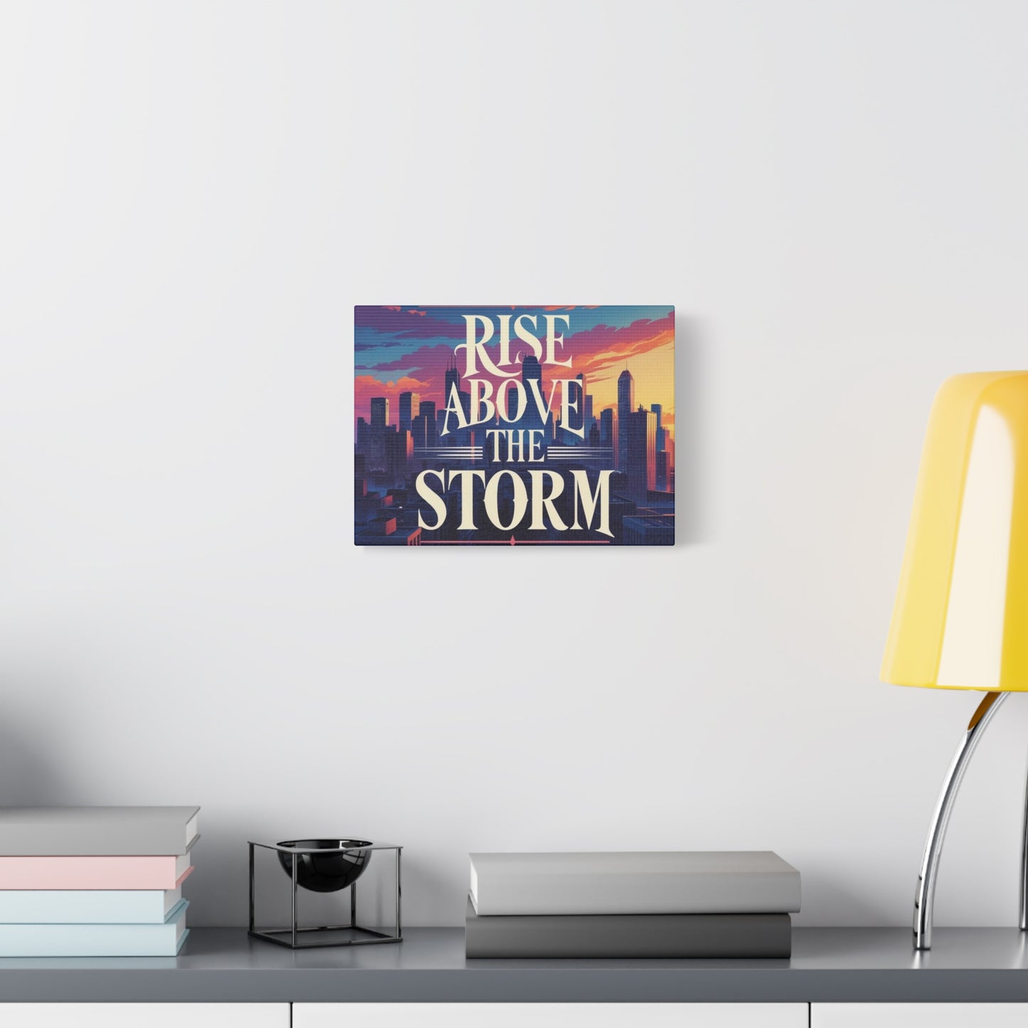 "Rise Above the Storm" - Urban Skyline Motivational Canvas Print