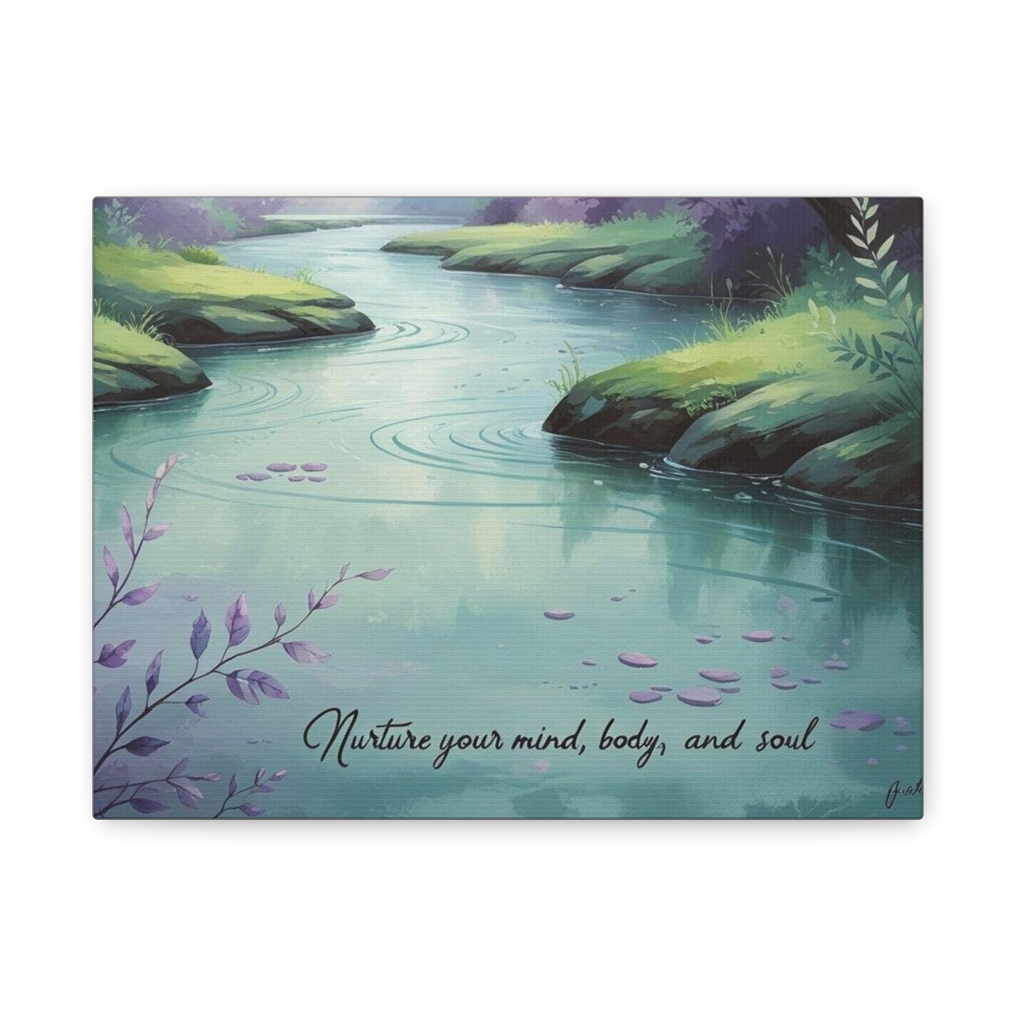 "Nurture Your Mind, Body, and Soul" - Peaceful Stream Canvas Print
