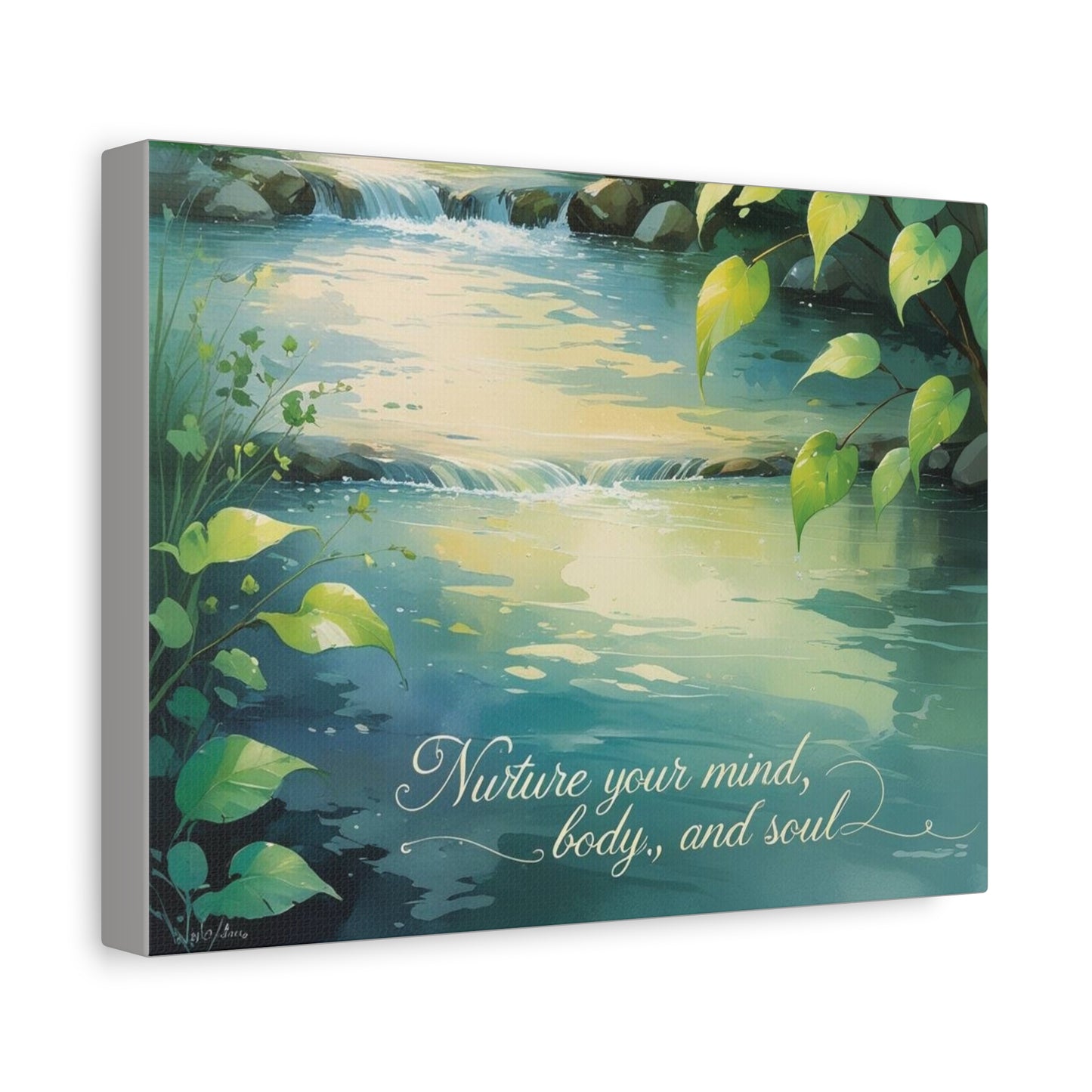 "Flowing Serenity" - Wellness Waterfall Canvas Print