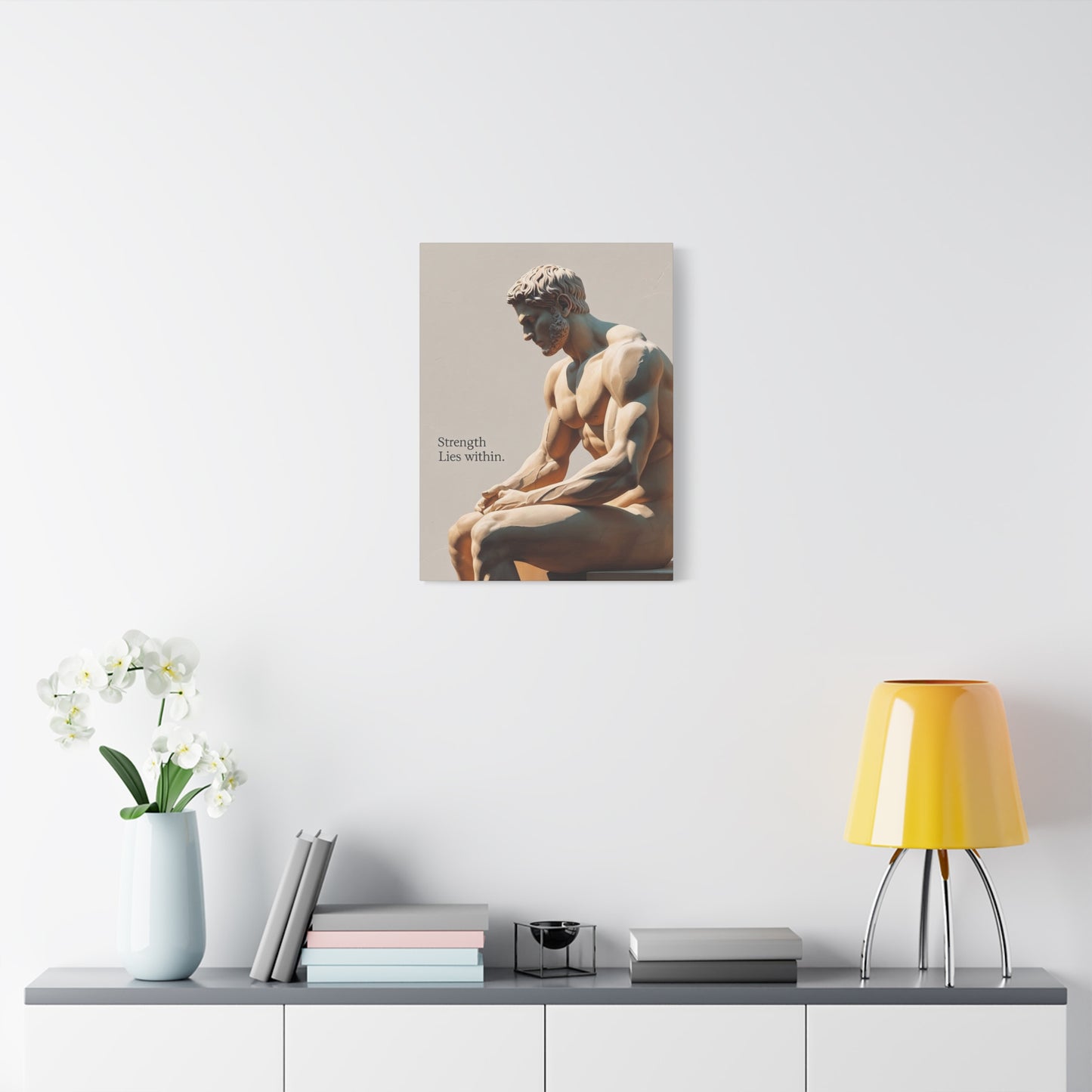 "Strength Lies Within" - Classical Sculpture Motivational Canvas Print