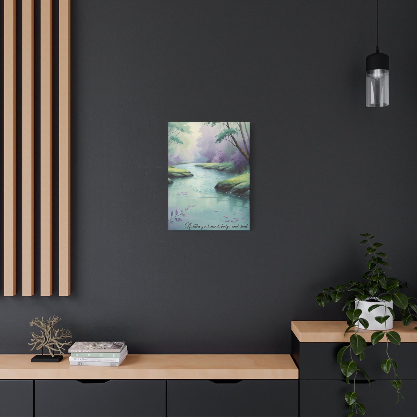 "Nurture Your Mind, Body, and Soul" - Peaceful Stream Canvas Print
