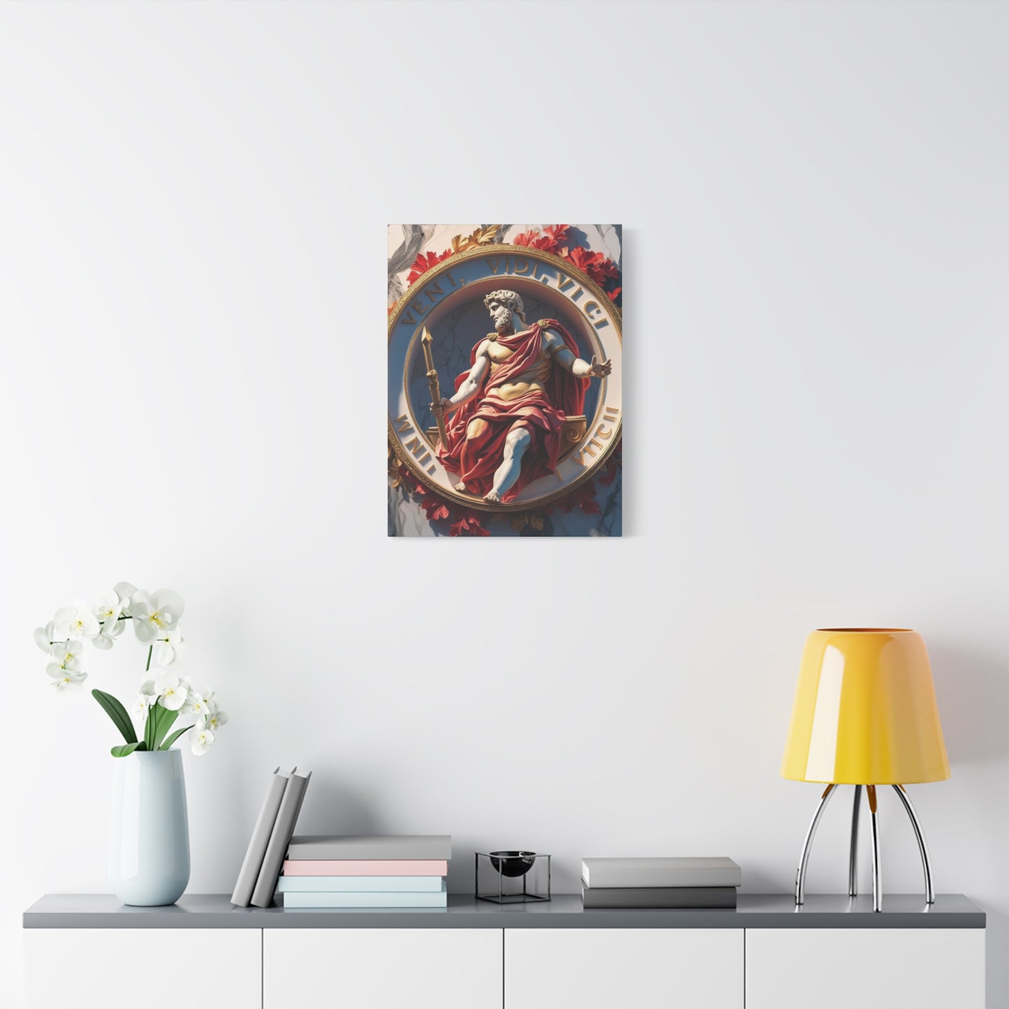 "Veni Vidi Vici" - Classical Roman Emperor Canvas Wall Art | Motivational Quote Print