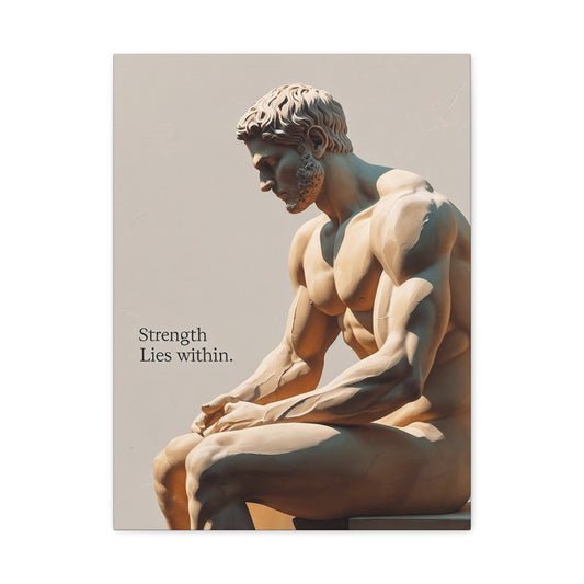 "Strength Lies Within" - Classical Sculpture Motivational Canvas Print