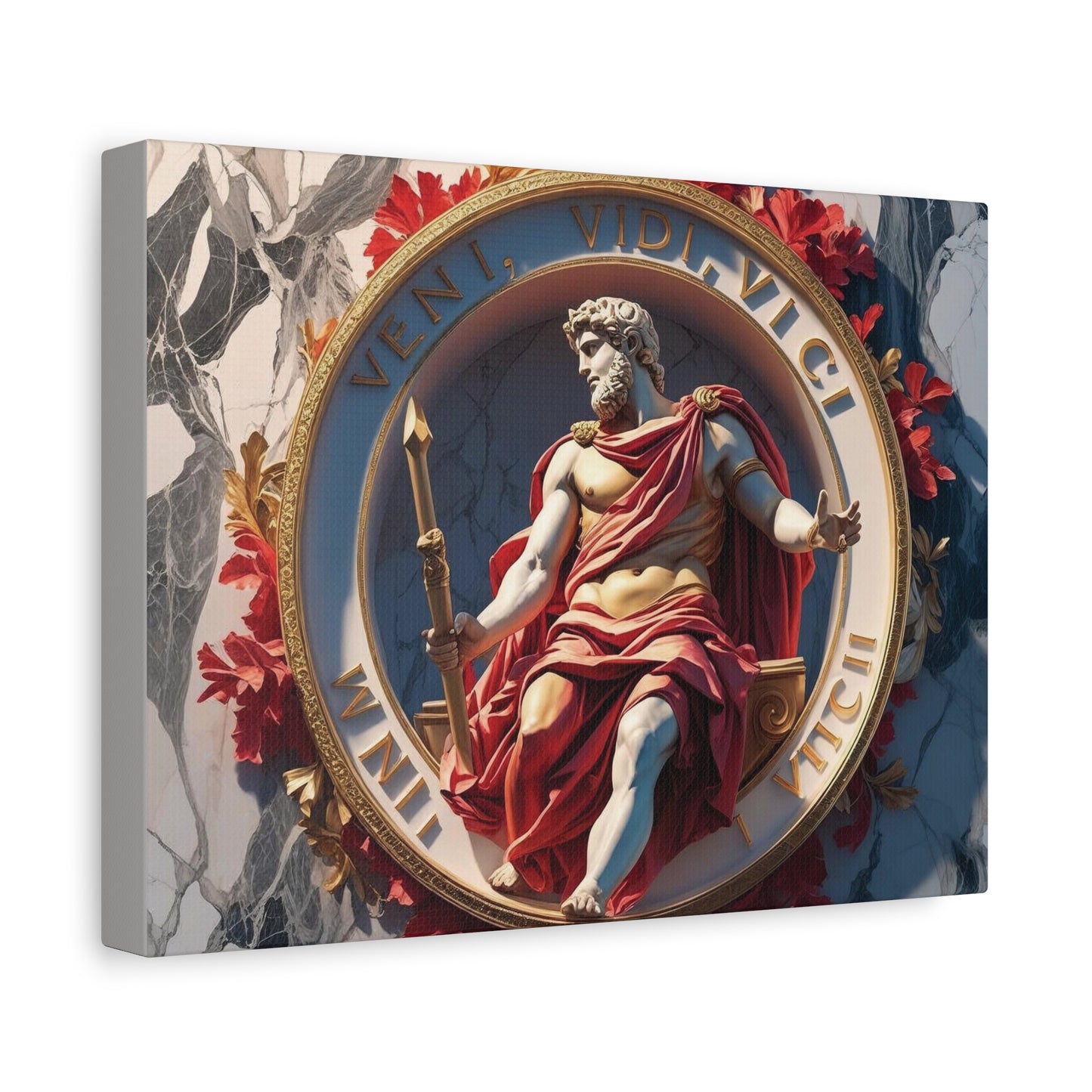 "Veni Vidi Vici" - Classical Roman Emperor Canvas Wall Art | Motivational Quote Print