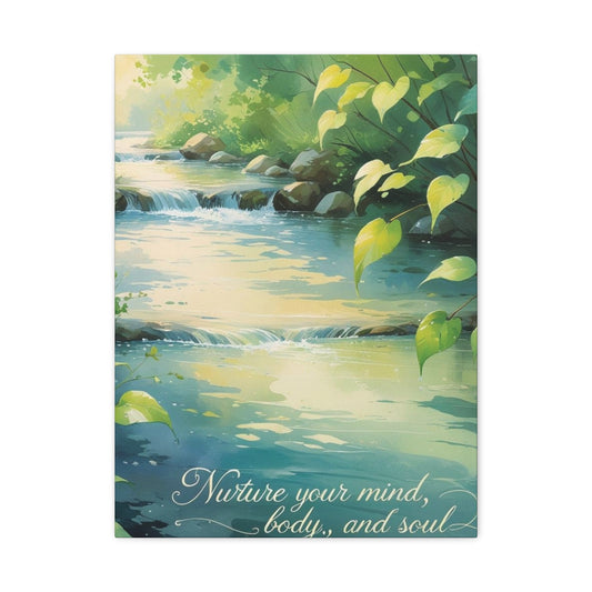 "Flowing Serenity" - Wellness Waterfall Canvas Print