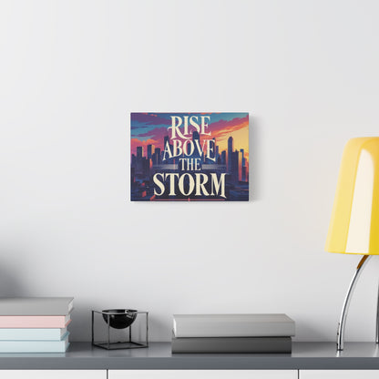 "Rise Above the Storm" - Urban Skyline Motivational Canvas Print