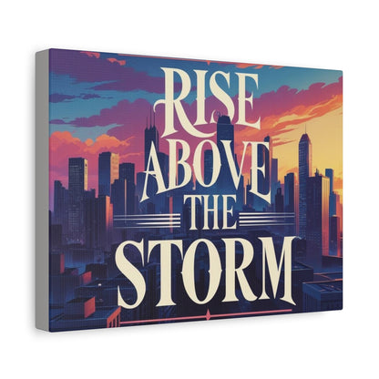 "Rise Above the Storm" - Urban Skyline Motivational Canvas Print