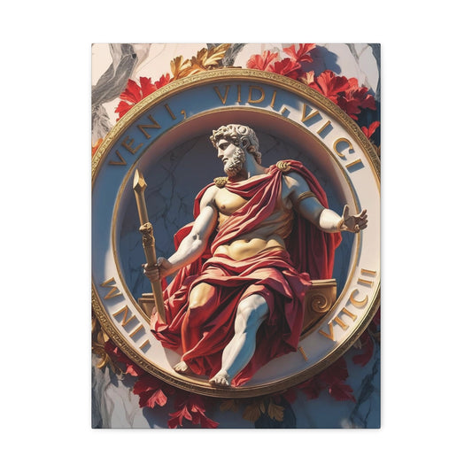 "Veni Vidi Vici" - Classical Roman Emperor Canvas Wall Art | Motivational Quote Print