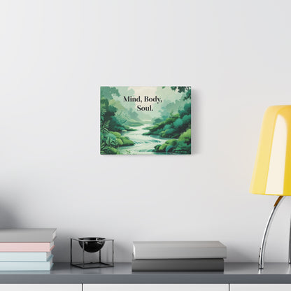 "Mind Body Soul" - Nature Stream Canvas Wall Art | Wellness Motivational Print